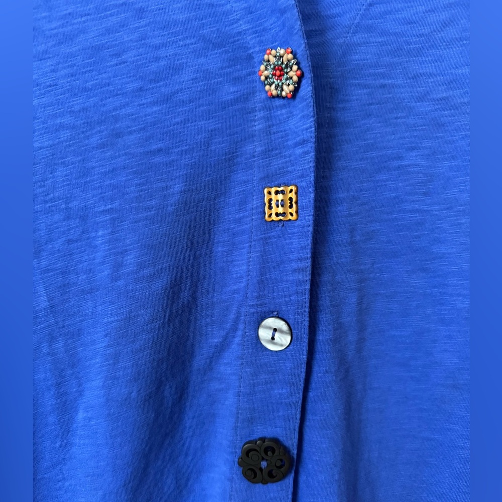 Soft Surroundings Royal Blue Button-Front Shirt Dress - Picture 5 of 10